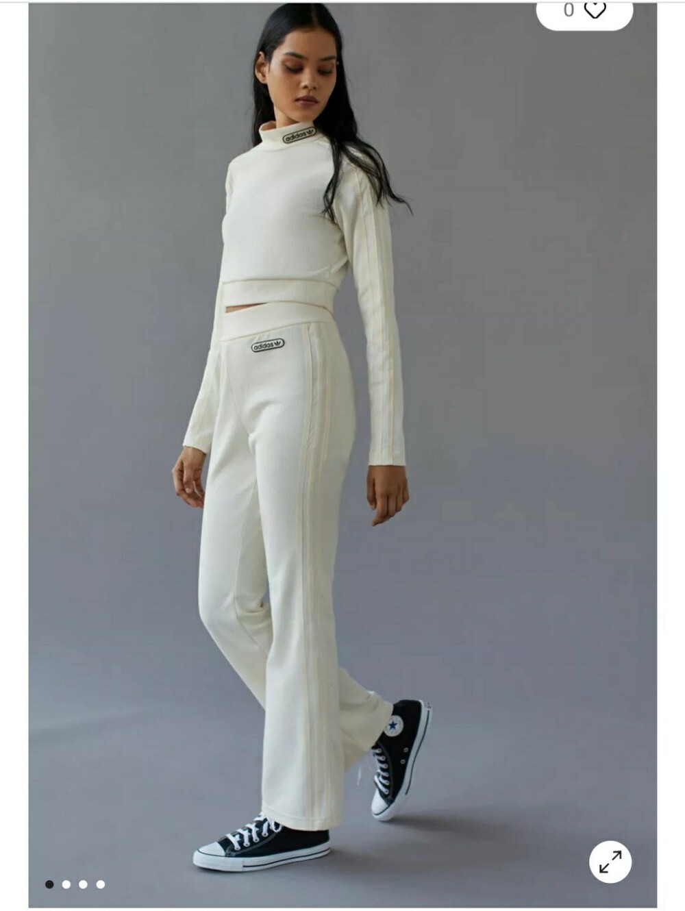 ADIDAS Ivory Ribbed Flared Pants